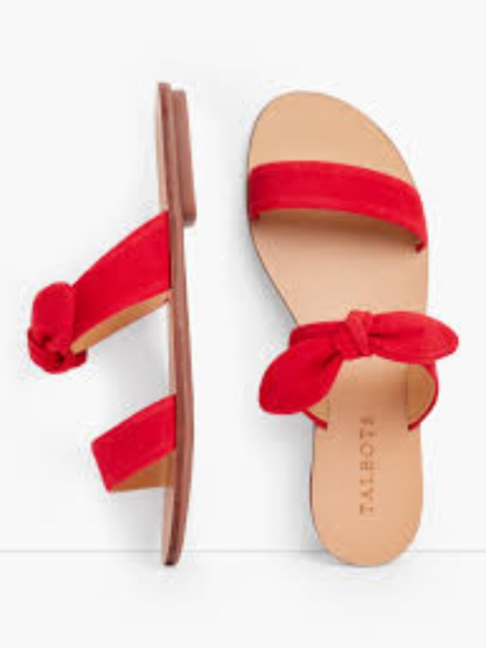 Talbots Hannah Knotted Red Suede Leather Slides** Size 7
